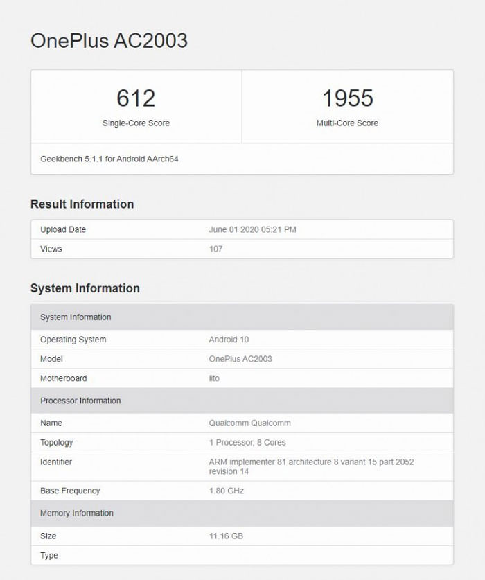 وان‌پلاس Z در Geekbench