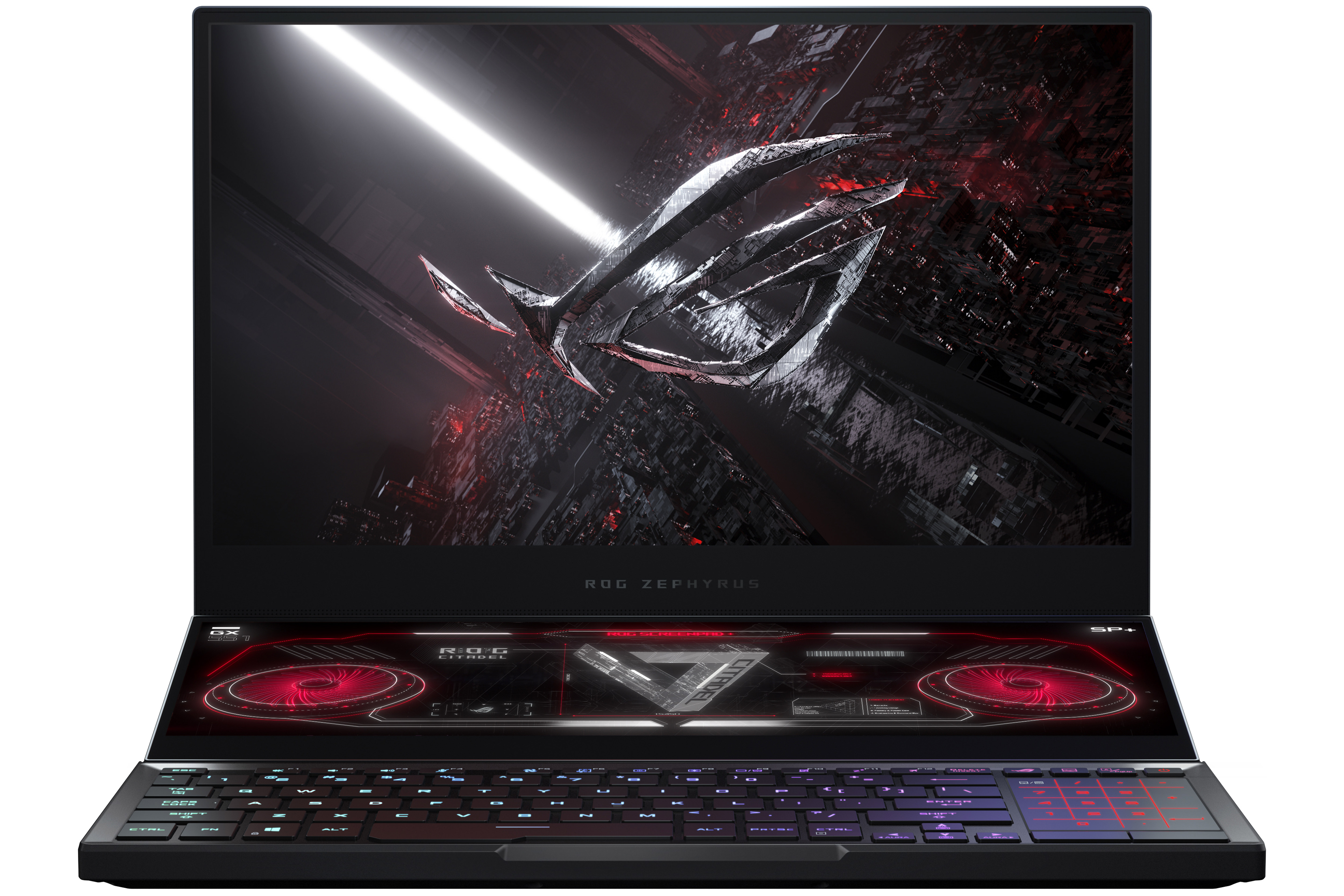 لپ تاپ Asus ROG Zephyrus Duo 15 SE از نمای جلو رندر رسمی